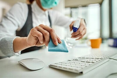 Cleaning services in action with professional cleaners