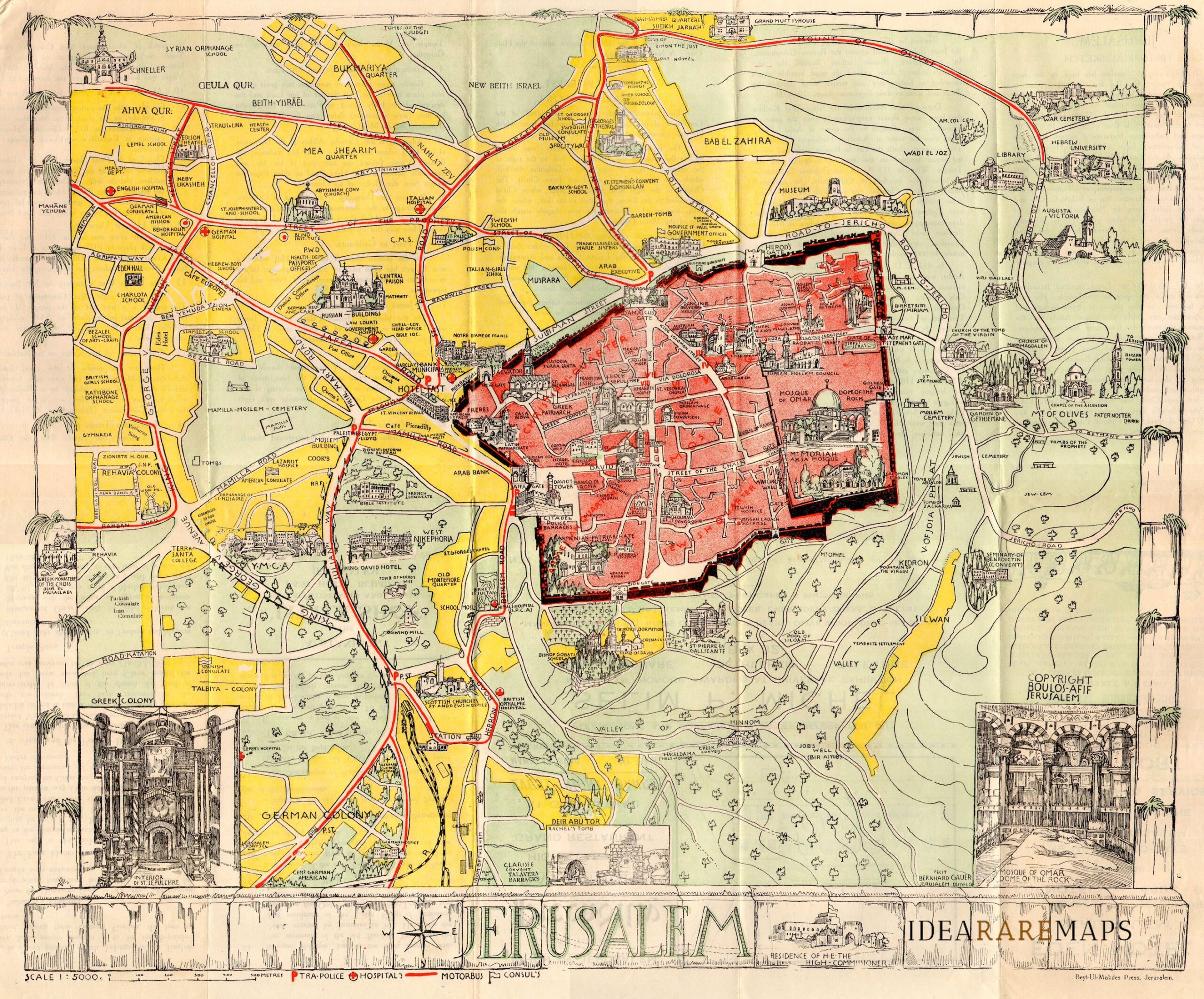 Guide Map Of Jerusalem Idea Rare Maps Jerusalem Afif Scaled 