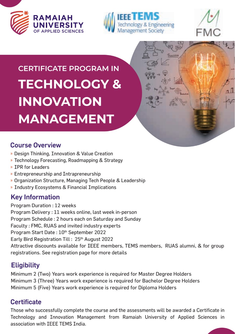 Certificate Program in Technology and Innovation Management IEEE