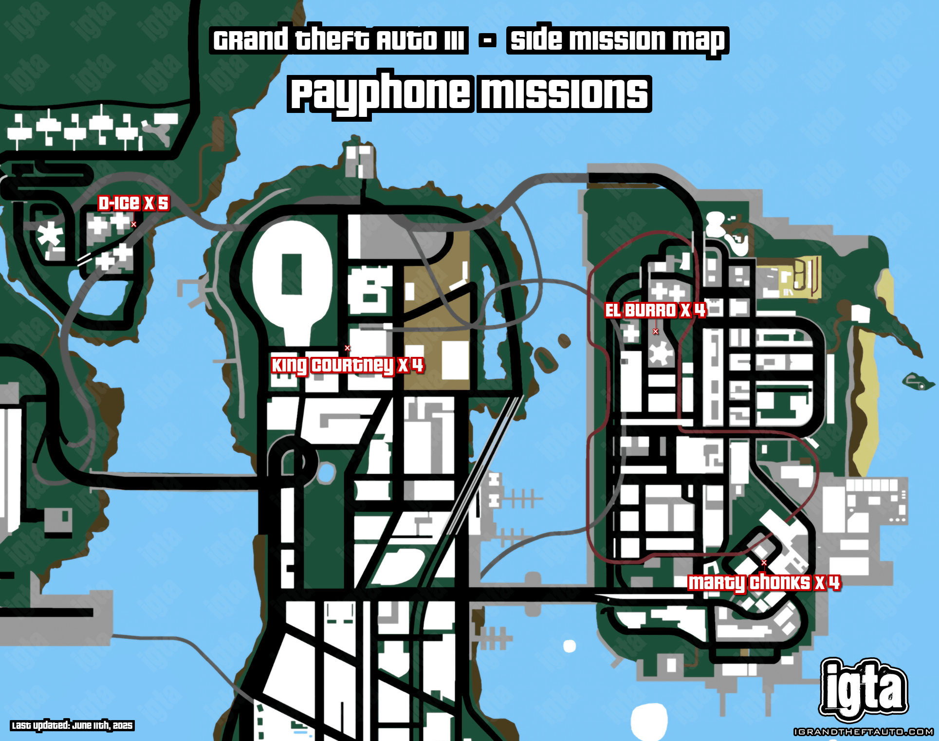 GTA III Payphone Missions Map 48 