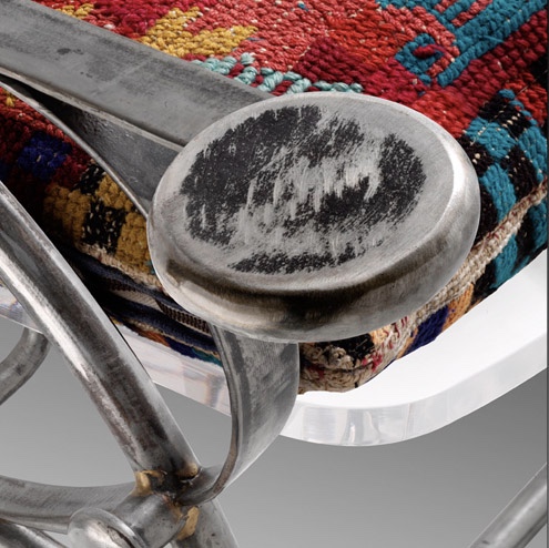 Plexiglass Chair with Embroidered Cushion