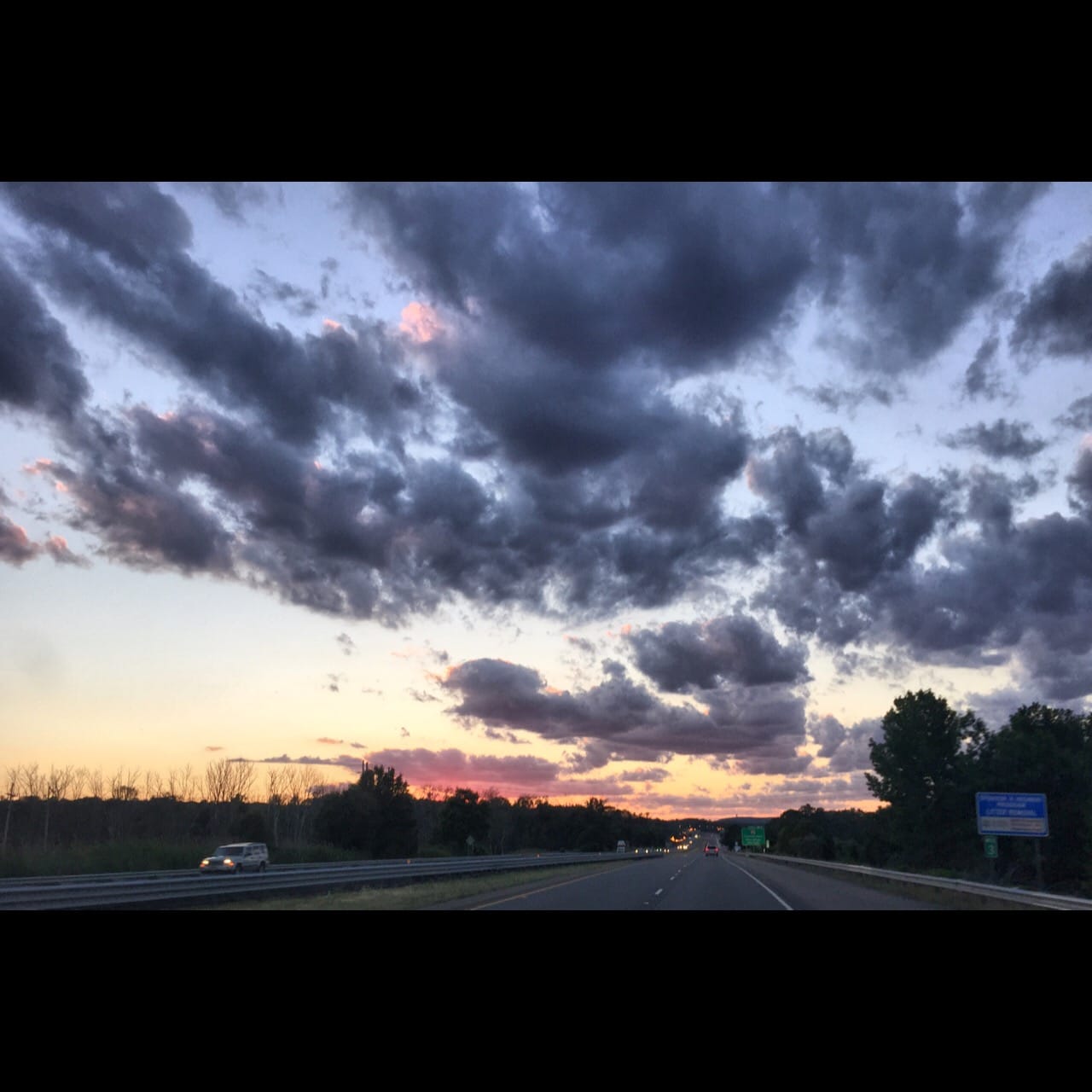 Sunset, clouds