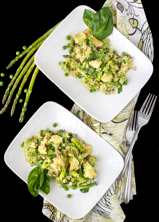 Spring Quinoa Salad with Asparagus, Peas, Avocado and Basil