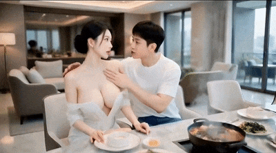 【AI自制小短剧】NTR寝取:善良的嫂子第3集从餐桌激战到浴室激情,夫前目犯! - 截图5