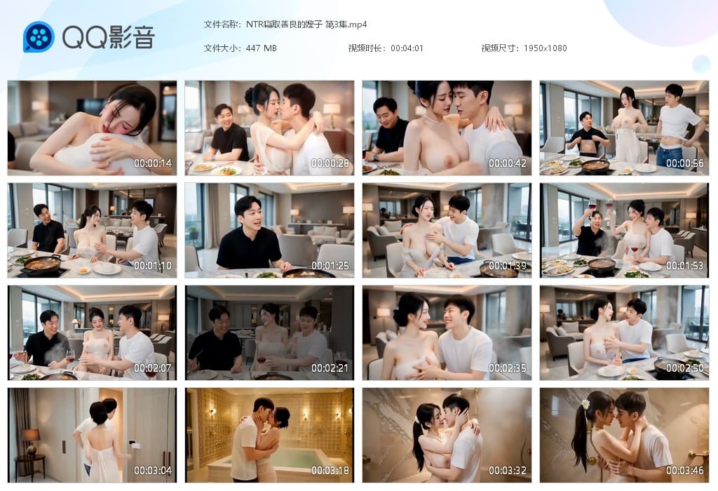 【AI自制小短剧】NTR寝取:善良的嫂子第3集从餐桌激战到浴室激情,夫前目犯! - 截图9