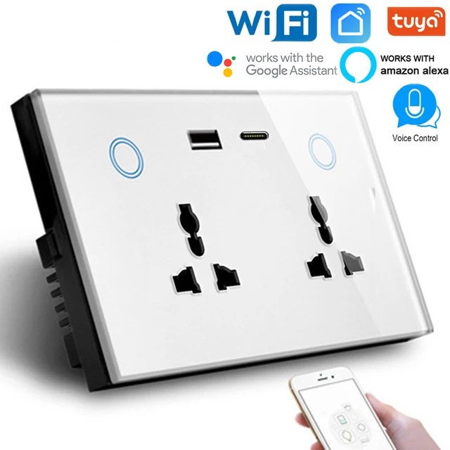Smart Zigbee Double Universal Wall Socket + USB A + USB C
