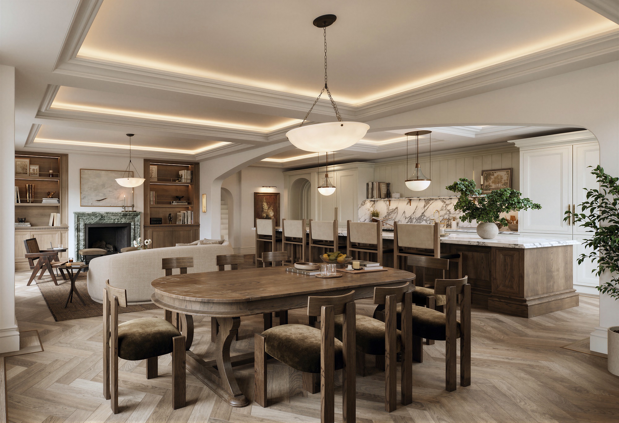 Interior architectural 3D visualization of Ryecroft kitchen