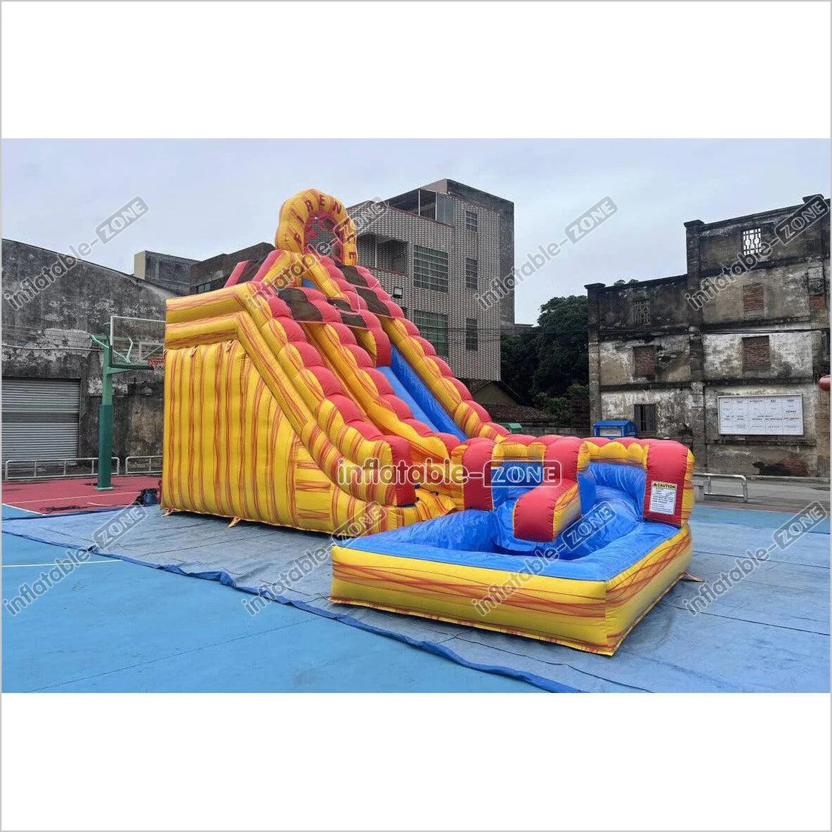 Commercial Large Water Slide Inflatable Pool Playground Dual Lane