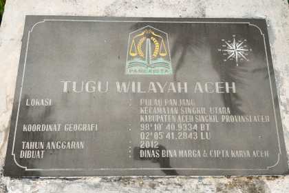 Tugu Pulau Panjang di Kecamatan Singkil Utara, wilayah Aceh