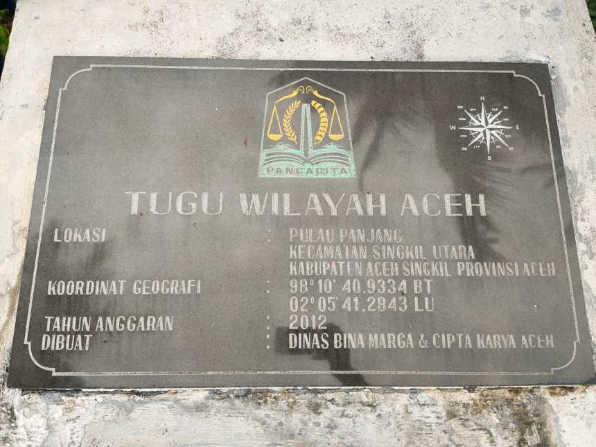 Tugu Pulau Panjang di Kecamatan Singkil Utara, wilayah Aceh