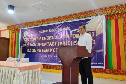 Kadis Komunikasi, Informatika dan Persandian Aceh Marwan Nusuf membuka Forum Koordinasi Pejabat Pengelola Informasi dan Dokumentasi (PPID) Kabupaten/Kota se-Aceh di Hotel Nagoya Sabang, Rabu (29/6)