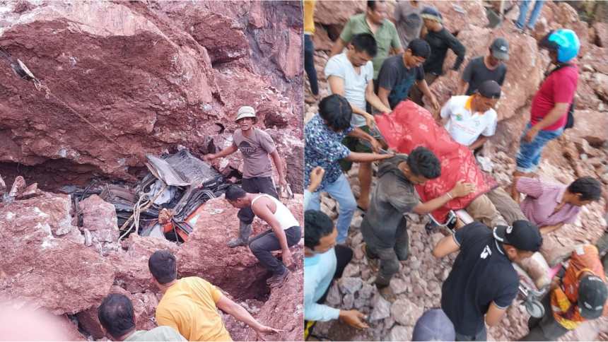 Dua pekerja tambang batu gunung tewas tertimbun reruntuhan longsor batu di pegunungan Glee Geunteng, Kecamatan Peukan Bada, Aceh Besar, Senin sore, 19 September 2022