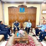 Kakanwil Kemenkumham Aceh Meurah Budiman dan jajarannya saat menerima kunjungan KPT Banda Aceh Suharjono