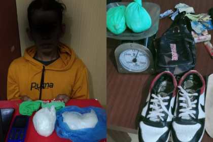 MD (40), penumpang pesawat asal Kabupaten Pidie ditangkap saat hendak selundupkan sabu dalam sepatu di Bandara SIM Blang Bintang Aceh Besar