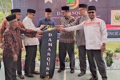 Pembukaan Darul Quran Aceh Musabaqah Qur’an, Science, and Sport (DAMASQUSS) tahun 2022 di komplek Dayah Darul Quran Aceh Tumbo Baro, Kecamatan Kuta Malaka, Aceh Besar, Ahad (23/10)