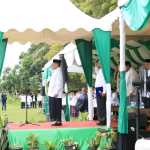 Upacara Peringatan Hari Santri Nasional (HSN) Aceh ke-8 yang dipimpin Pj Gubernur Aceh Achmad Marzuki di Komplek Dayah Al-Manar, Lampermai, Krueng Barona Jaya, Aceh Besar, Rabu, 26 Oktober 2022