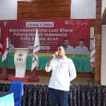 Ahmad Haeqal Asri menyampaikan sambutan usai terpilih sebagai PMI Kota Banda Aceh Periode 2022-2027 dalam Muskotlub, Kamis (27/10)