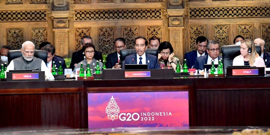 Presiden Joko Widodo saat membuka KTT G20 2022 di Hotel Apurva Kempinski, Kabupaten Badung, Bali, Selasa, 15 November 2022