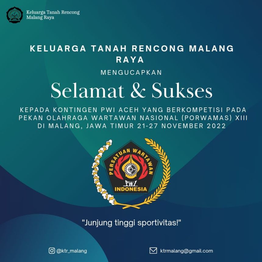 Keluarga Tanah Rencong Malang Raya siap sambut Kontingen Porwanas PWI Aceh