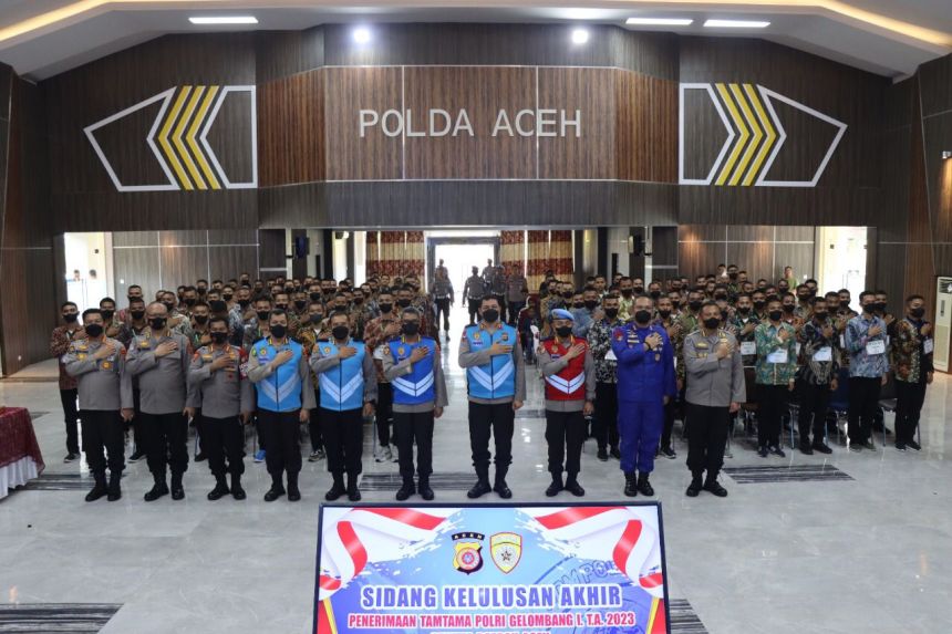 Kapolda Aceh Irjen Pol Ahmad Haydar memimpin sidang akhir penerimaan Tamtama Polri Gelombang I TA 2023 di Gedung Presisi Polda Aceh, Rabu siang (23/11)