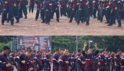 Polda Aceh memisahkan Polwan dan Polisi Laki-laki saat olahraga bersama, Jum'at (10/2)