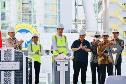 Presiden Jokowi meresmikan Pabrik Pupuk NPK PT Pupuk Iskandar Muda (PIM) yang berada di Kawasan KEK Arun, Aceh Utara, pada Jum'at (10/2)