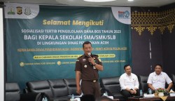 Kasi Penkum Kejati Aceh Ali Rasab Lubis SH MH menjadi pemateri pada sosialisasi tertib penggunaan dana BOS tahun 2023