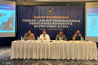 Kapolda Aceh Irjen Pol Ahmad Haydar menghadiri rakor penanganan pengungsi Rohingya di Hotel Aryaduta, Menteng, Jakarta Pusat, Selasa (21/2)