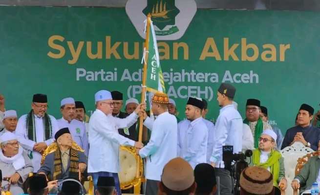 Acara Syukuran Akbar PAS Aceh di Komplek Makam Sultan Malikussaleh, Geudong, Kecamatan Samudera, Aceh Utara, Rabu pagi (22/2)