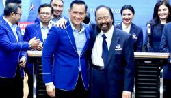 Ketua Umum DPP Partai Nasional Demokrat (NasDem) Surya Paloh, bersilaturahmi ke kantor DPP Partai Demokrat, Rabu (22/2), disambut langsung oleh Ketua Umum DPP Partai Demokrat Agus Harimurti Yudhoyono (AHY)