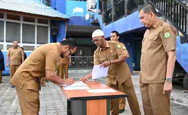 ASN di lingkungan Pemerintah Aceh, Senin (6/3/2023) mengikuti apel pagi dan teken ikrar netralitas ASN pada Pemilu 2024
