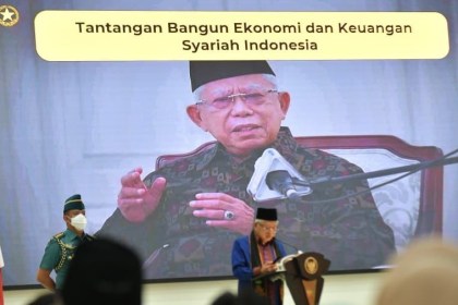 Wapres KH Ma'ruf Amin saat memberikan kuliah umumnya di Auditorium Prof Aly Hasjmy UIN Ar-Raniry, Darussalam, Banda Aceh, Kamis (30/3)