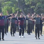 Pangdam IM Mayjen TNI Novi Helmy Prasetya dan Kapolda Aceh Irjen Pol Ahmad Haydar bersama prajurit TNI dan anggota Polri menggelar apel dan olahraga bersama sekaligus halal bihalal di Lapangan Blang Padang, Banda Aceh Selasa (2/5)