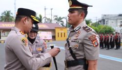 Kapolres Lhokseumawe AKBP Henki Ismanto melantik Iptu Ibrahim jadi Kasat Reskrim Polres Lhokseumawe, Rabu (3/5/2023)