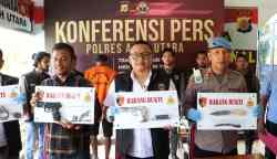 Satreskrim Polres Aceh Utara mengungkap kasus kepemilikan senjata api yang menjerat dua warga Geulanggang Baro Kecamatan Lapang, Aceh Utara yakni SB alias Mukim (32) dan H alias Ayah Moren (44)