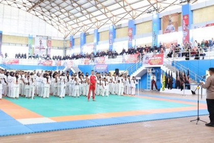 Pembukaan Kejuaraan Tarung Derajat Aceh Wilayah I Piala Kapolres Aceh Besar Tahun 2023 di Gedung Jantho Sport City (JSC), Jum'at (23/6)