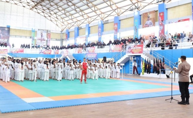 Pembukaan Kejuaraan Tarung Derajat Aceh Wilayah I Piala Kapolres Aceh Besar Tahun 2023 di Gedung Jantho Sport City (JSC), Jum'at (23/6)