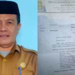 Kepala Diskominsa Simeulue Misrahudin SE dan surat yang dikirimkan kepada Kepala Stasiun TVRI Aceh
