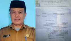Kepala Diskominsa Simeulue Misrahudin SE dan surat yang dikirimkan kepada Kepala Stasiun TVRI Aceh