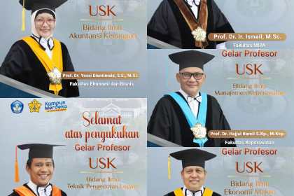 Universitas Syiah Kuala Banda Aceh melalui Sidang Terbuka Senat Akademik Universitas mengukuhkan lima profesor baru di Gedung AAC Dayan Dawood, Selasa, 18 Juli 2023
