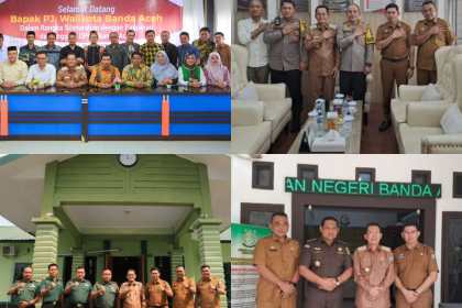 Pj Wali Kota Banda AcehbAmiruddin sowan keliling menemui Forum Koordinasi Pimpinan Daerah (Forkopimda) yakni DPRK, Kapolresta, Kejari dan Dandim, Selasa (18/7)