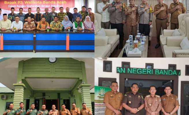 Pj Wali Kota Banda AcehbAmiruddin sowan keliling menemui Forum Koordinasi Pimpinan Daerah (Forkopimda) yakni DPRK, Kapolresta, Kejari dan Dandim, Selasa (18/7)
