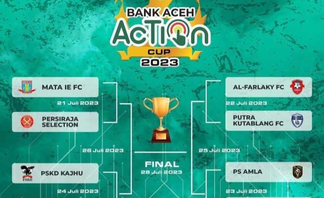 Juara bertahan Mata Ie Montasik FC melawan Persiraja Selection, mengawali laga pembuka Turnamen Bank Aceh Action Cup 2023, Jum'at sore, 21 Juli 2023 di Stadion H Dimurthala Lampineung Banda Aceh