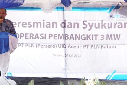 PLN UID Aceh bersama PLN Batam melakukan peresmian dan syukuran pengoperasian pembangkit 3 MW pada Rabu (27/7) di Kota Sabang