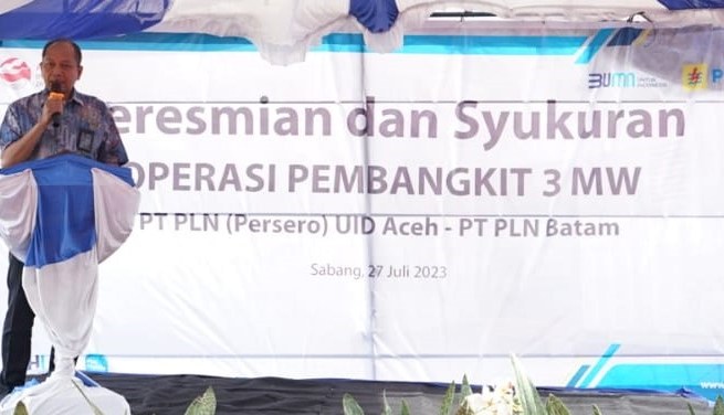 PLN UID Aceh bersama PLN Batam melakukan peresmian dan syukuran pengoperasian pembangkit 3 MW pada Rabu (27/7) di Kota Sabang