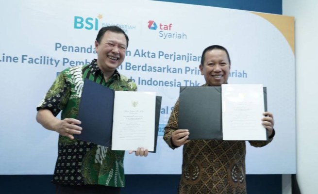 Penandatanganan kerja sama BSI dan Toyota Astra Finance Syariah untuk penyaluran pembiayaan modal kerja berdasarkan prinsip syariah senilai Rp 1,5 triliun di Aceh