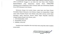 DPRK Aceh Selatan mengusulkan tiga nama calon Pj Bupati Aceh Selatan ke Mendagri