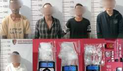 Personel Polsek Banda Sakti menciduk 5 tersangka pengedar sabu di wilayah Lhokseumawe, Senin dini hari (28/8)