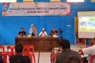 Sosialisasi pencegahan peredaran dan penyalahgunaan Narkoba yang diselenggarakan Badan Kesbangpol Aceh Besar di aula Kantor Camat Blang Bintang, Sabtu, 9 September 2023