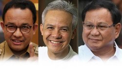 Bakal calon presiden Anies Baswedan, Ganjar Pranowo dan Prabowo Subianto